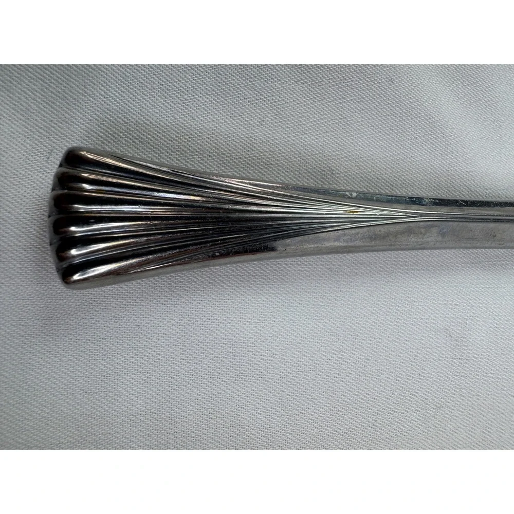 Vintage Stainless Steel Dinner Knife Flared Fan Pattern Handle Serrated Korea